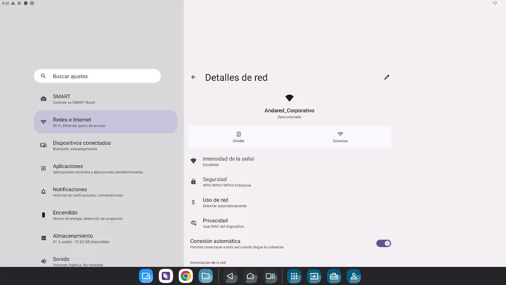 Detalles de red del panel con el lápiz de editar señalado